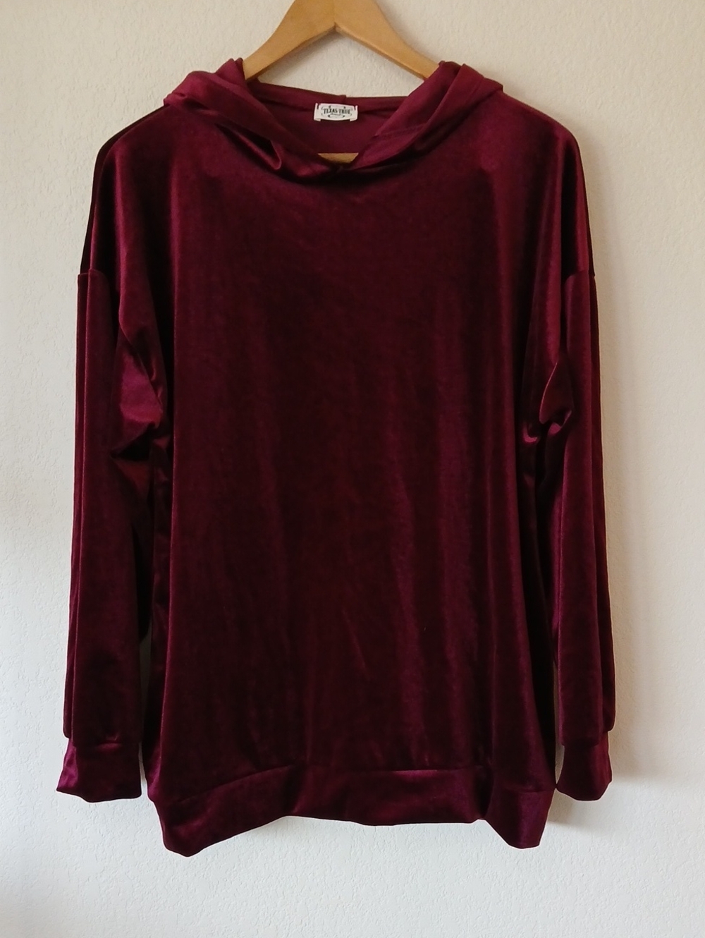 Texas True Burgundy Wine Velvet Hoodie